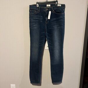 NWT J. Crew Lookout High Rise Skinny Jean Medium Dark Wash with Fading Size 32